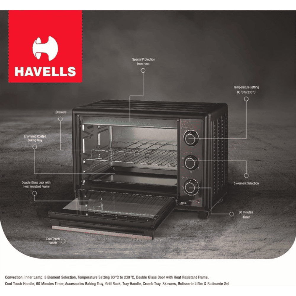 Buy HAVELLS 48RC BL 48L Oven Toaster Grill with Motorized Rotisserie